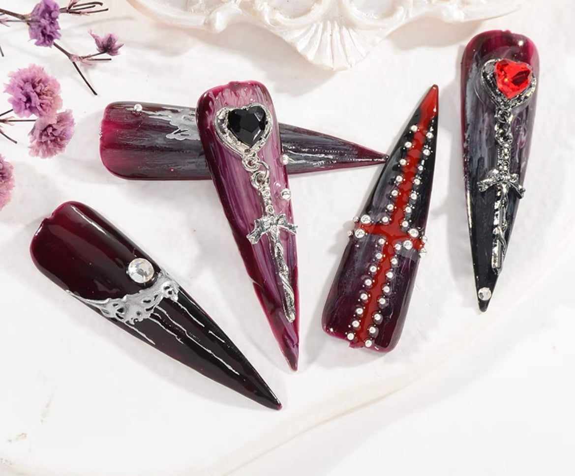 Long Cross, Metal Nail Art