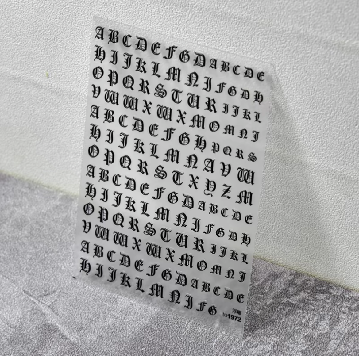 Gothic Letter Nail Decals Decorated