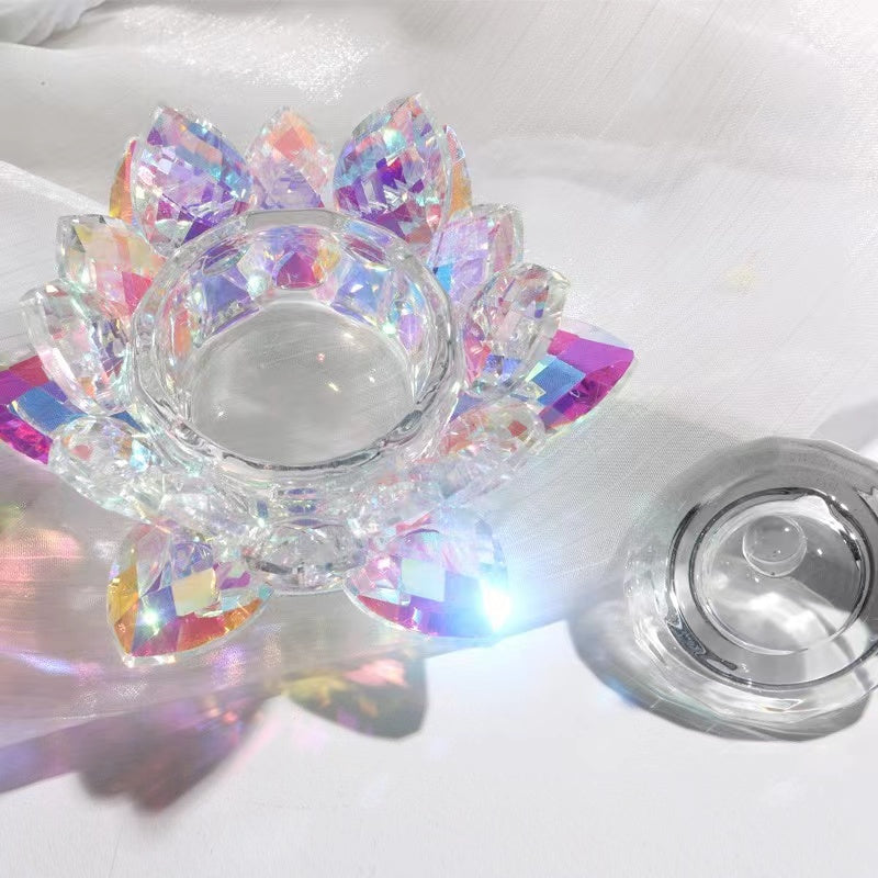 Colorful Crystal Lotus Dappen Dish with Lid
