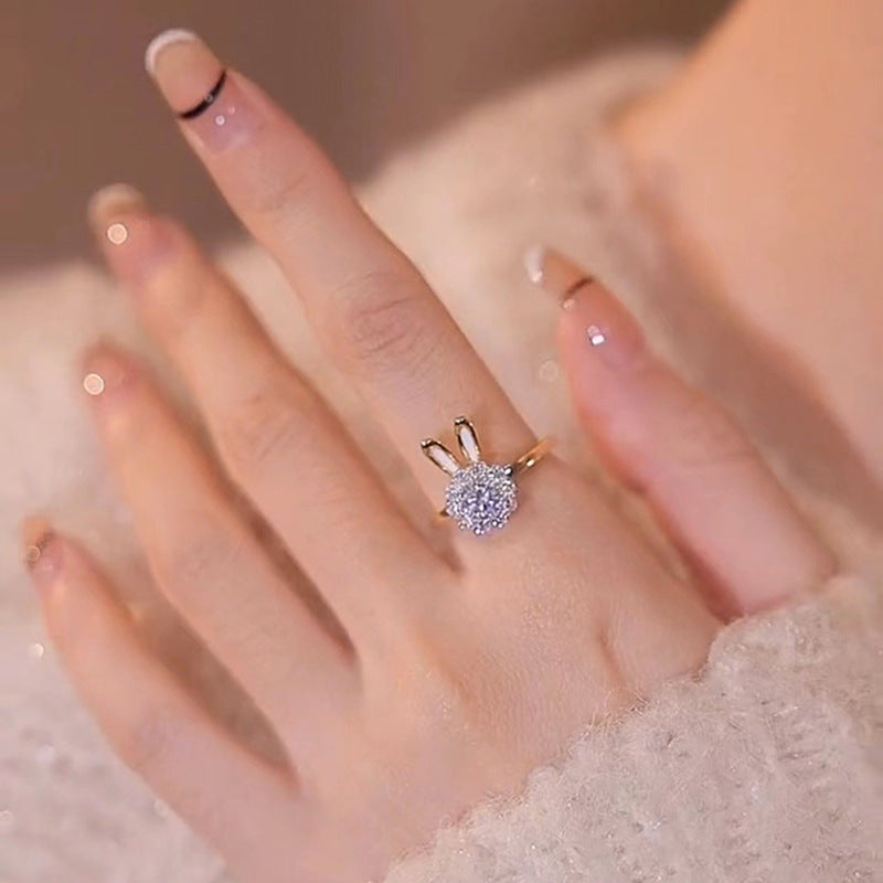【R08】Lucky Bunny Rotating Ring -size adjustable