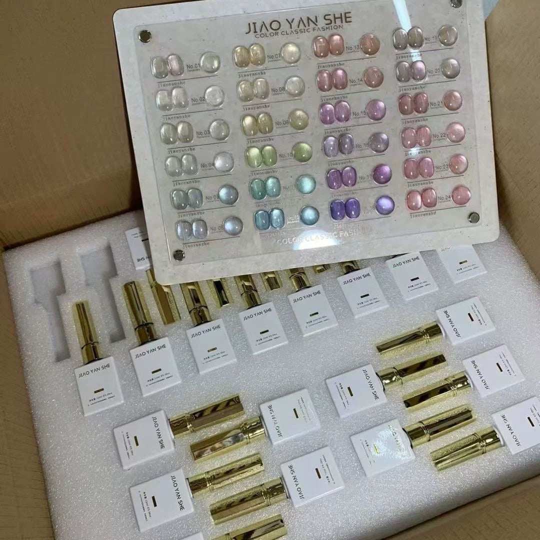 Jiao Yan She 24-color Gold Glass Bead Cat's Eye Set