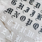 Gothic Letter Nail Decals Decorated