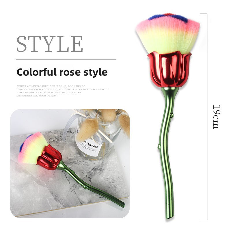 Japanese Style Nail Art Brush Rose Design Dust Cleaner