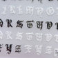 Gothic Letter Nail Decals Decorated