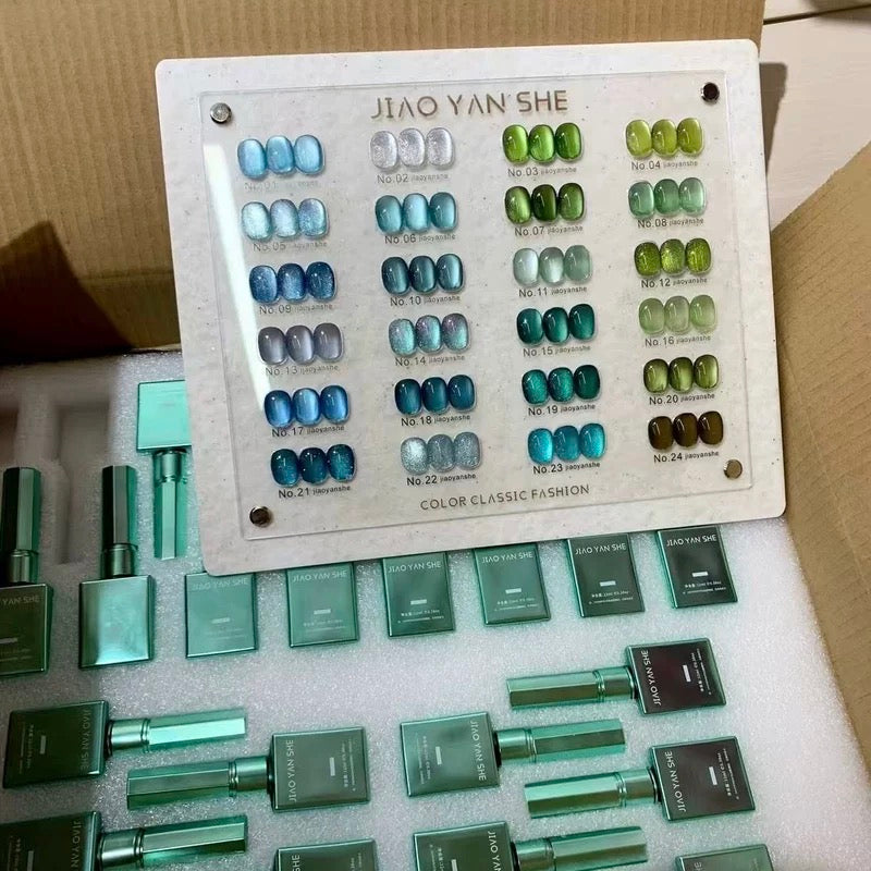 Jiao Yan She 24-color Gold Glass Bead Cat's Eye Set