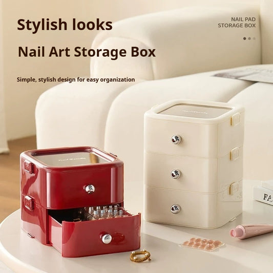 Multi-functional Transparent Dustproof Drawer-type Storage Box for Press-on Nails & Jewelry and Nail Tips