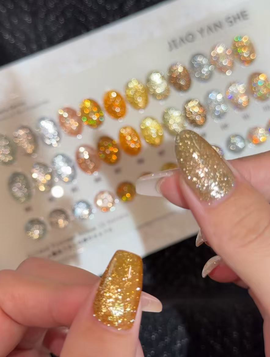 JIAO YAN SHE-12 Colors Bling Gold and Silver Glitter Gel