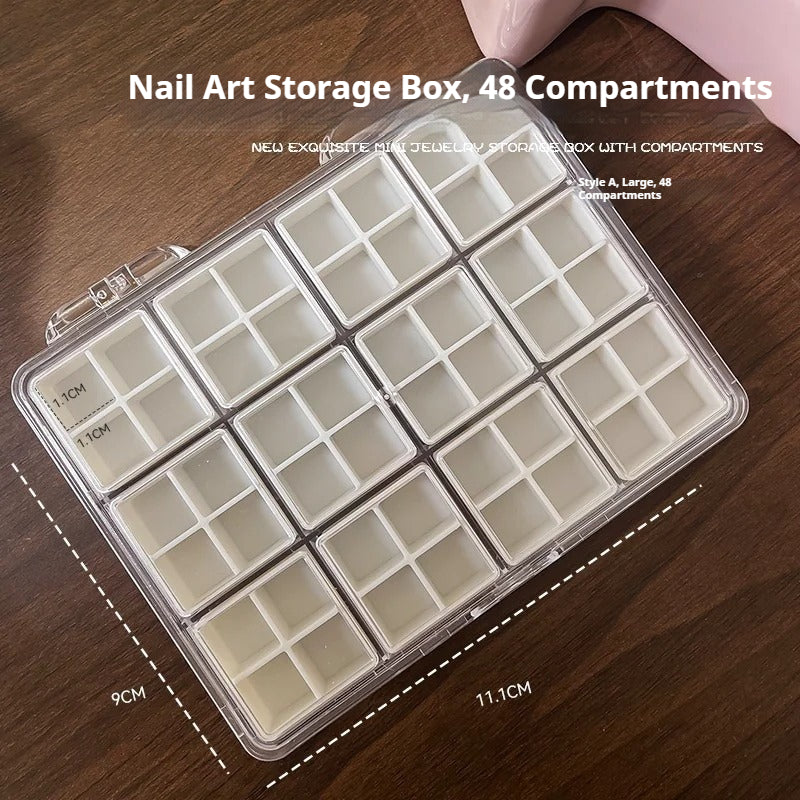Nail Art Accessory Organizer with Anti-Mixing Compartments, 48-Grid & 24-Grid