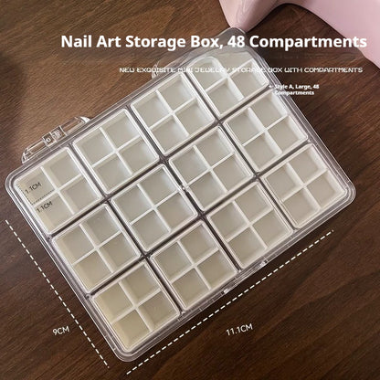 Nail Art Accessory Organizer with Anti-Mixing Compartments, 48-Grid & 24-Grid