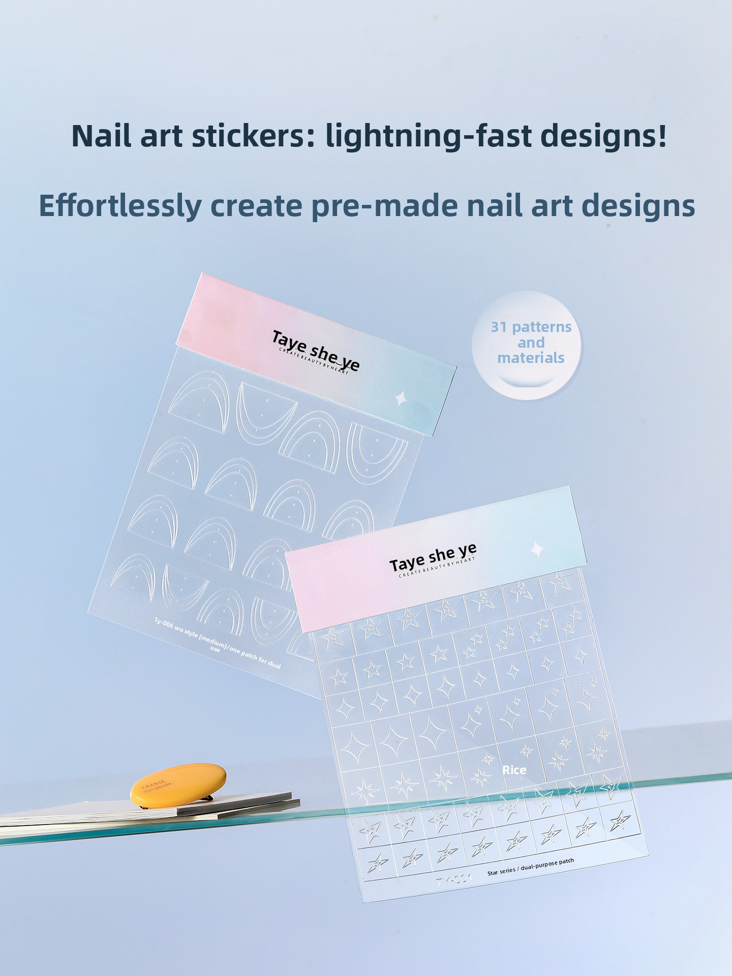 TAYE Nail Art Stickers Self-Adhesive French Heart Designs