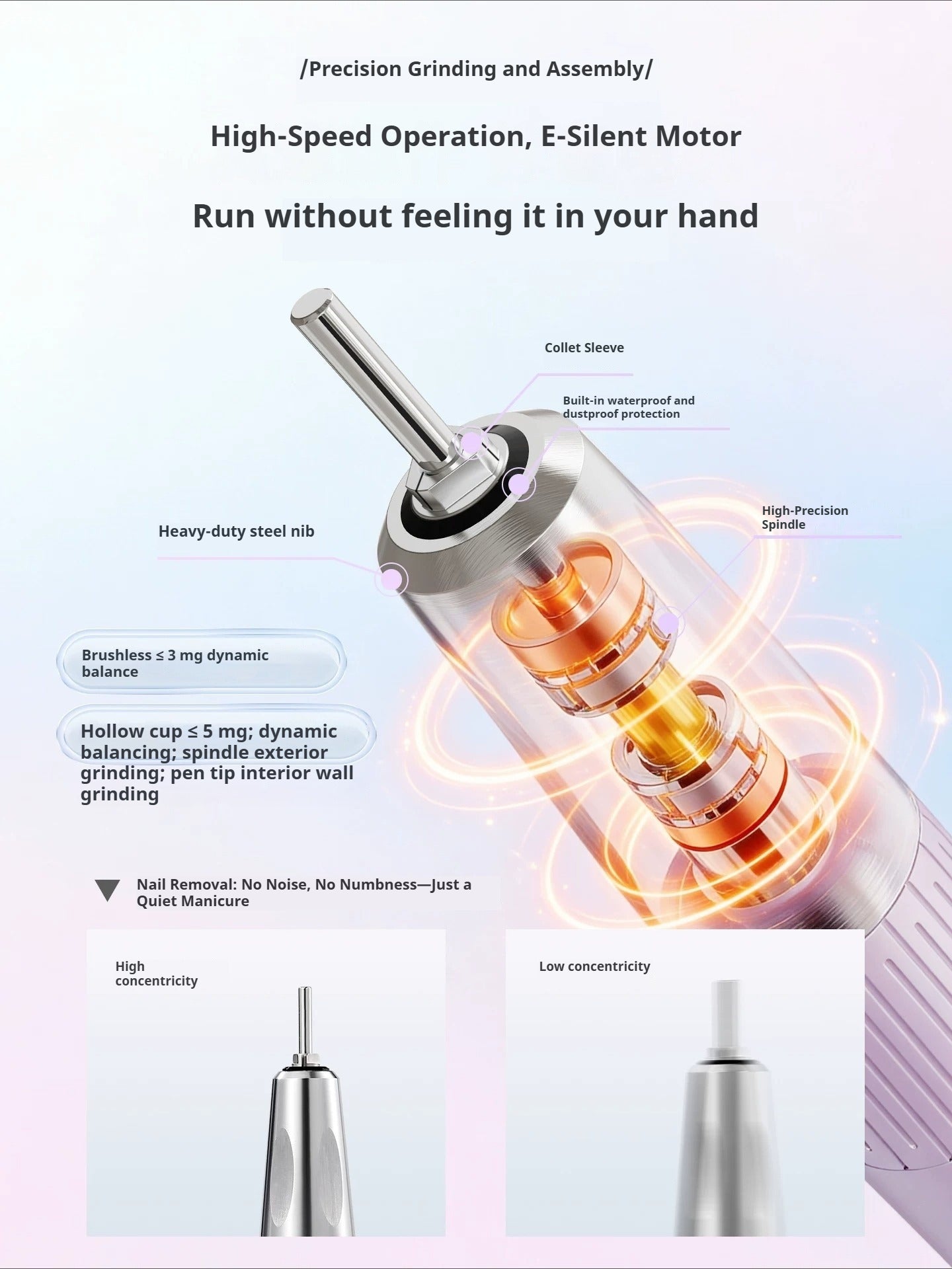 New 2nd Gen Nail Drill, Waterproof, Brushless, with Hollow Cup, for Gel Removal, Cuticle Prep, Rechargeable & Portable, Ideal for Nail Salons
