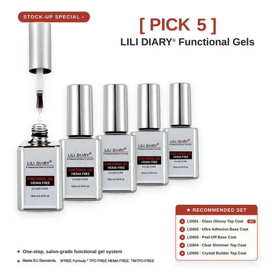 【LILI DIARY】 Nail Glass-Like Glossy Top Coat (HEMA FREE),  45 Days No Yellowing,Non-Wipe