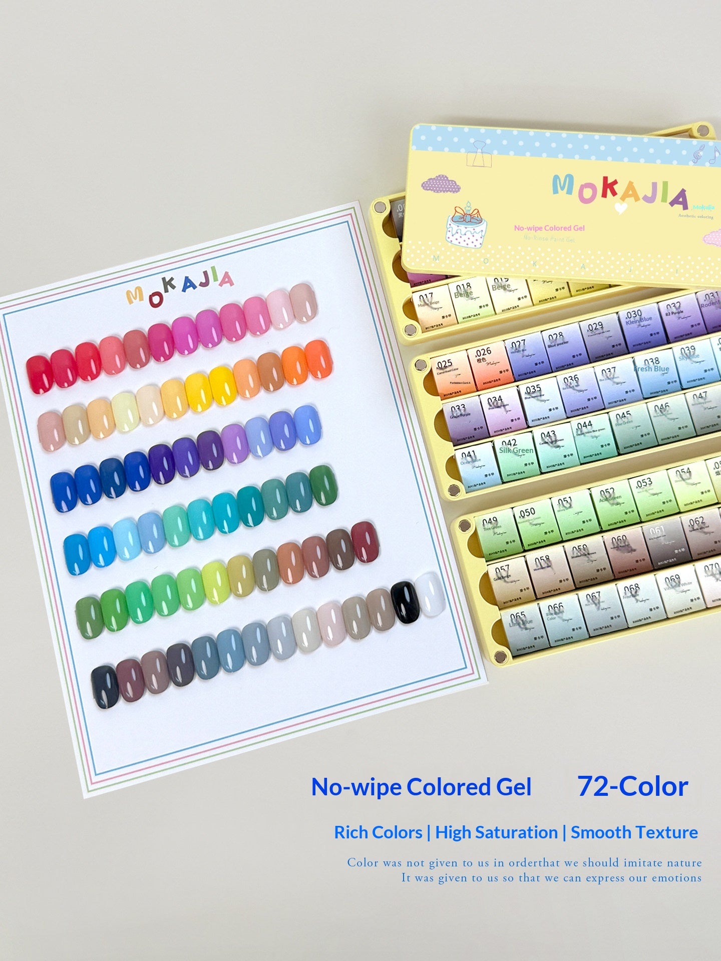 MOKAJIA 72 Colors No-wipe Painting Gel, High Saturation for Line Drawing