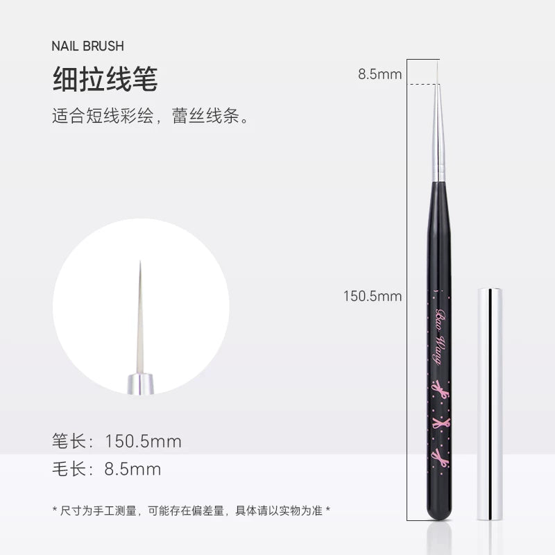 Black Pink Bow Nail Art Brush