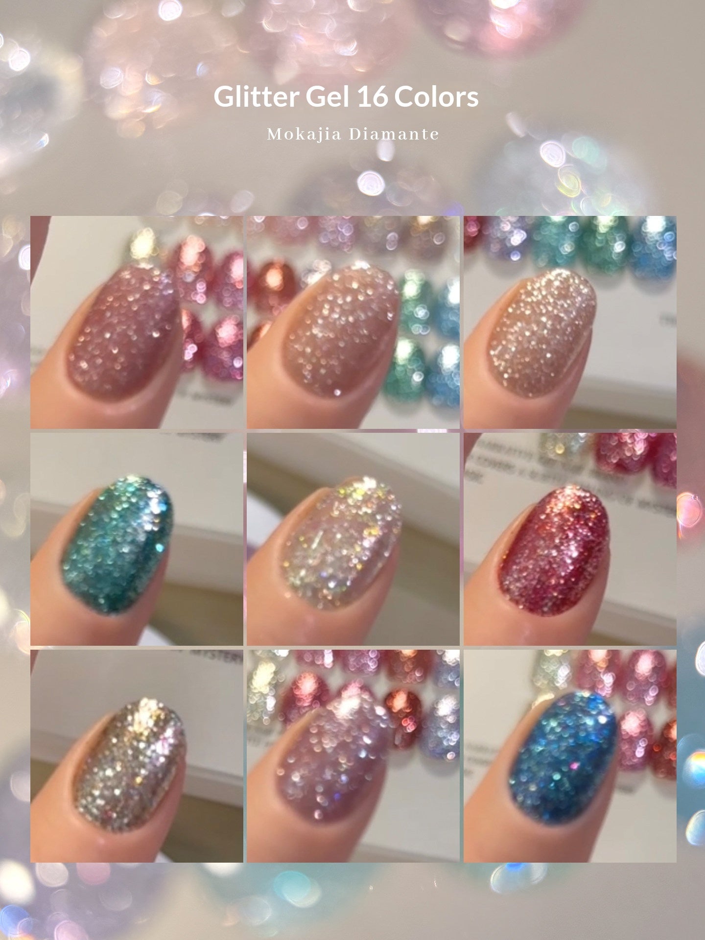 MOKAJIA Nail New Glitter Gel, Ultra-Shiny Hydrating Opal Crushed Diamond Gel