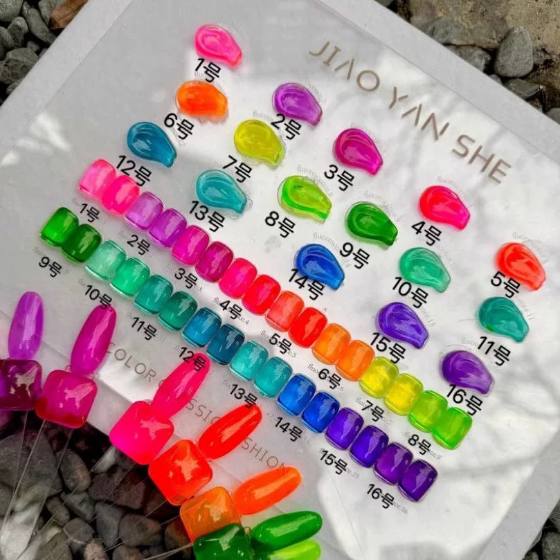 Jiao Yan She 16-color Rainbow Candy Dopamine Glazed Jelly Set