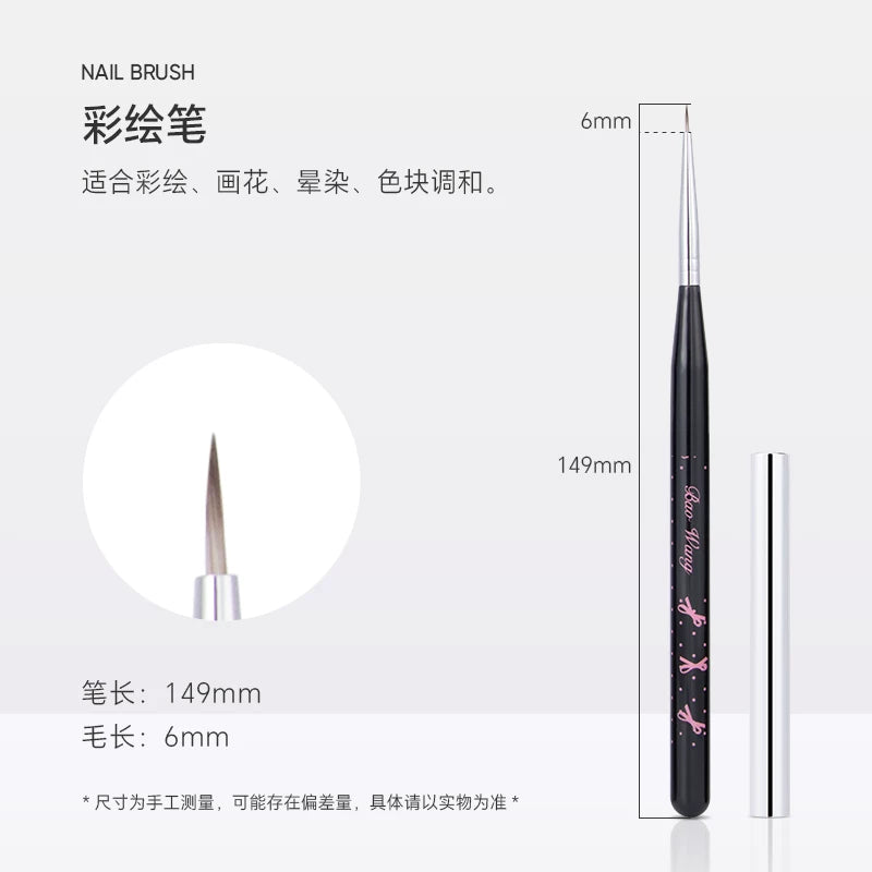 Black Pink Bow Nail Art Brush