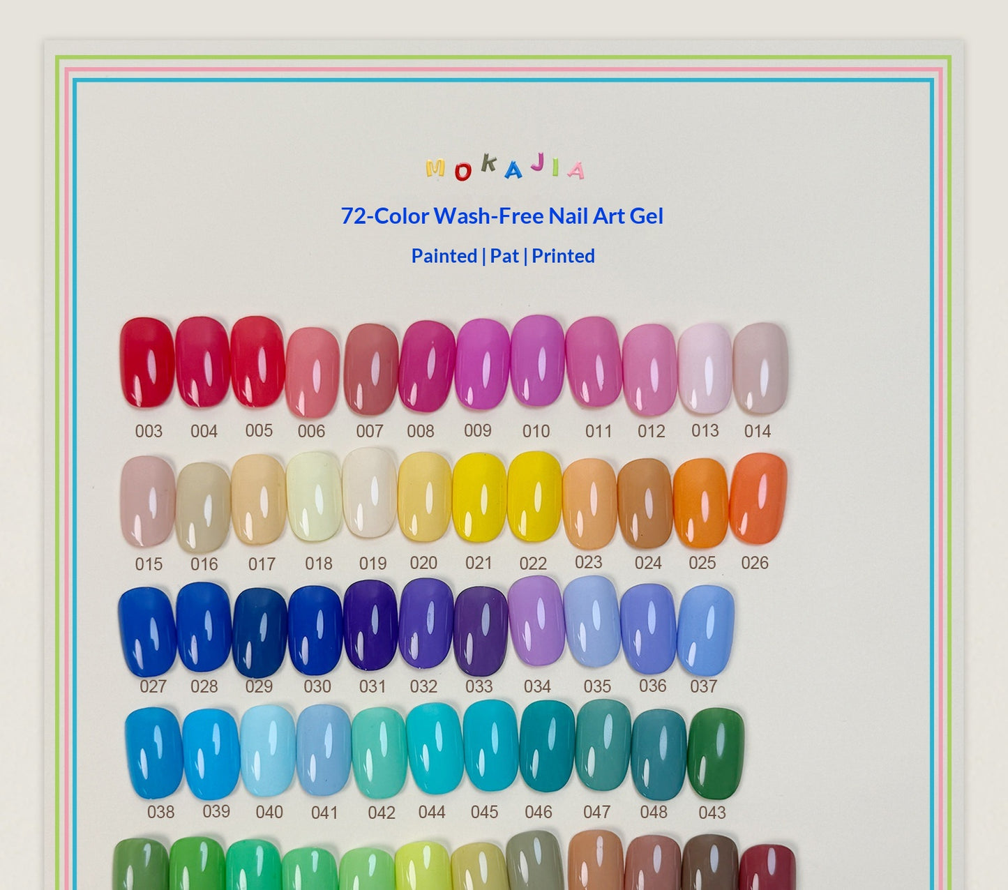 MOKAJIA 72 Colors No-wipe Painting Gel, High Saturation for Line Drawing