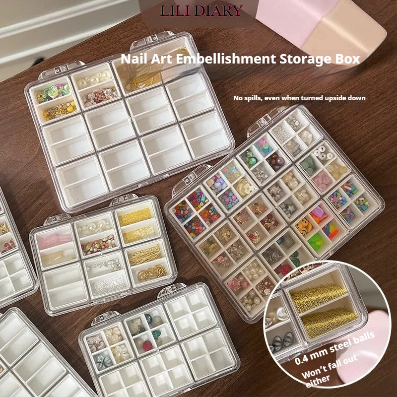 Nail Art Accessory Organizer with Anti-Mixing Compartments, 48-Grid & 24-Grid