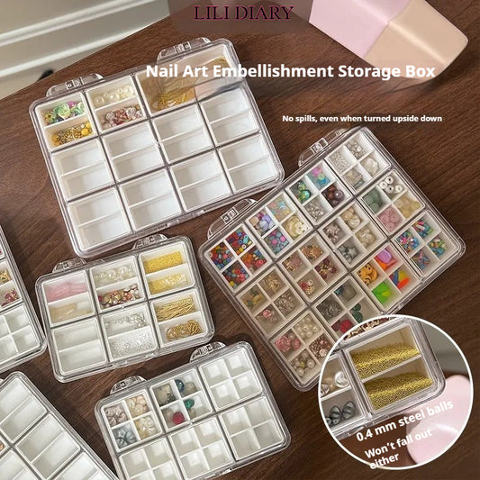 Nail Art Accessory Organizer with Anti-Mixing Compartments, 48-Grid & 24-Grid
