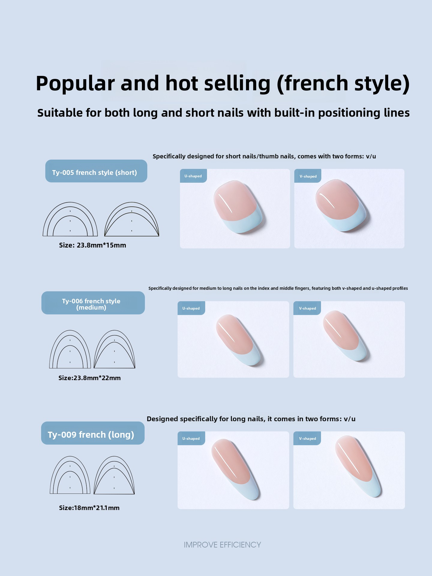 TAYE Nail Art Stickers Self-Adhesive French Heart Designs