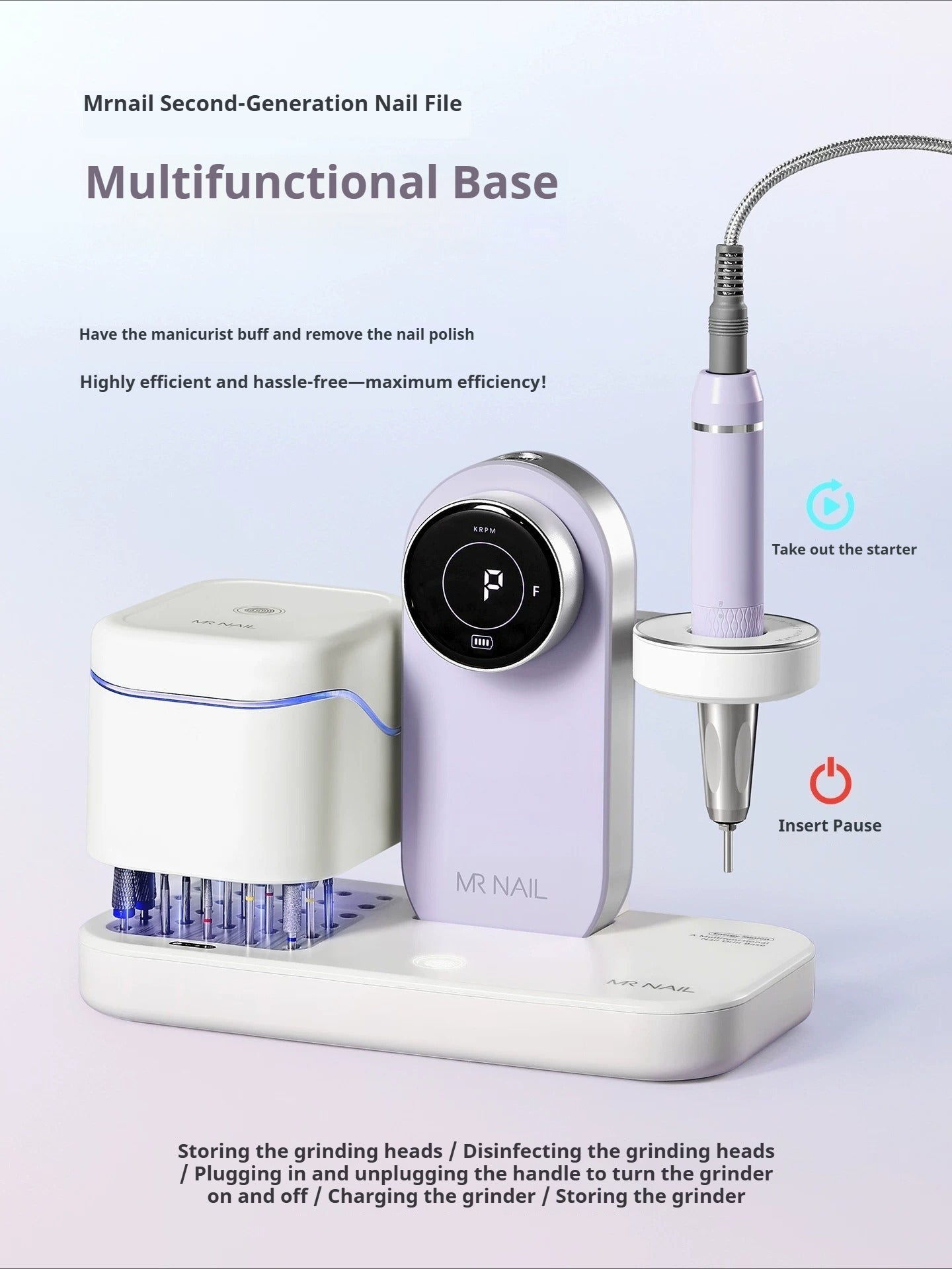 New 2nd Gen Nail Drill, Waterproof, Brushless, with Hollow Cup, for Gel Removal, Cuticle Prep, Rechargeable & Portable, Ideal for Nail Salons
