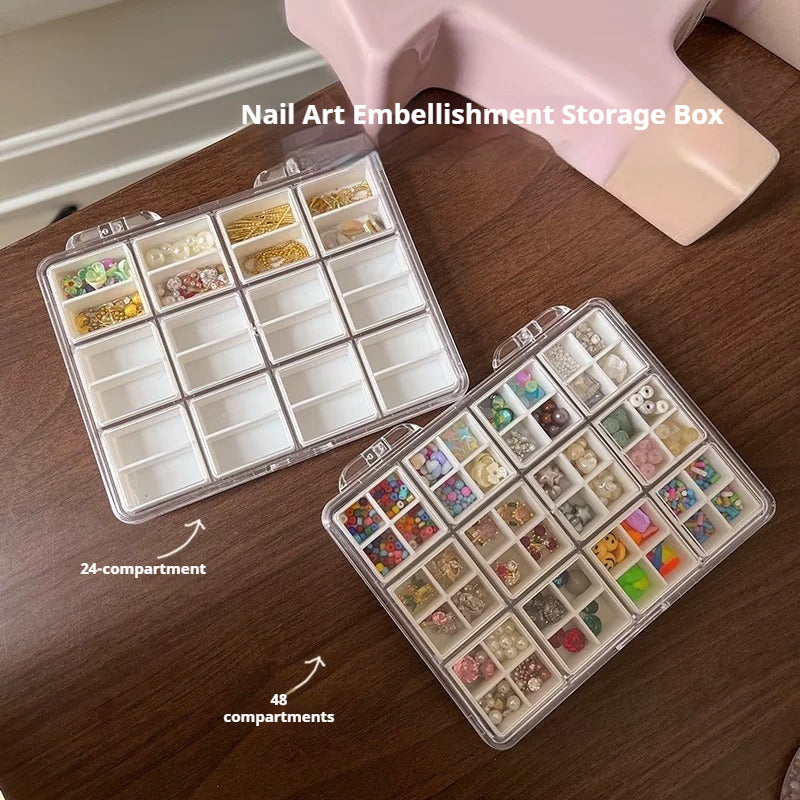 Nail Art Accessory Organizer with Anti-Mixing Compartments, 48-Grid & 24-Grid