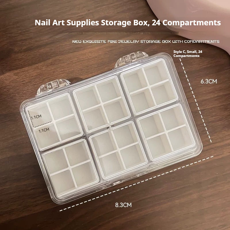 Nail Art Accessory Organizer with Anti-Mixing Compartments, 48-Grid & 24-Grid