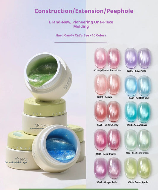 MR NAIL Building Cat Eye Extension Gel Nail Polish Gel, 2026 New Glass Bead Nail Film Mold-filling Cat Eye Gel