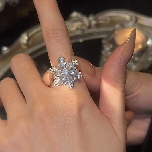 【R05】Snowflakes Rotating Ring  -size adjustable