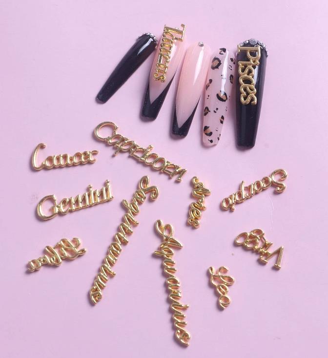 【P08】12pcs Constellation Design Nail Art Decoration