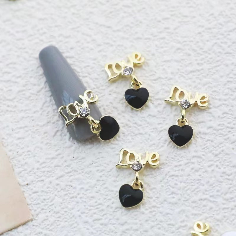 Dangling Love and Hearts Nail Charms