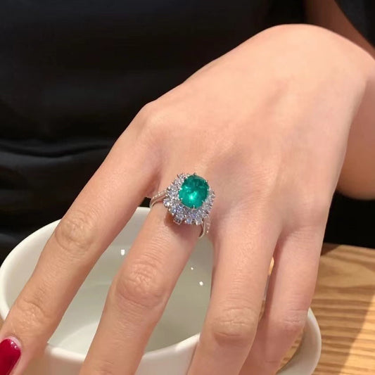 【R16】Faux Emerald Ring-size adjustable